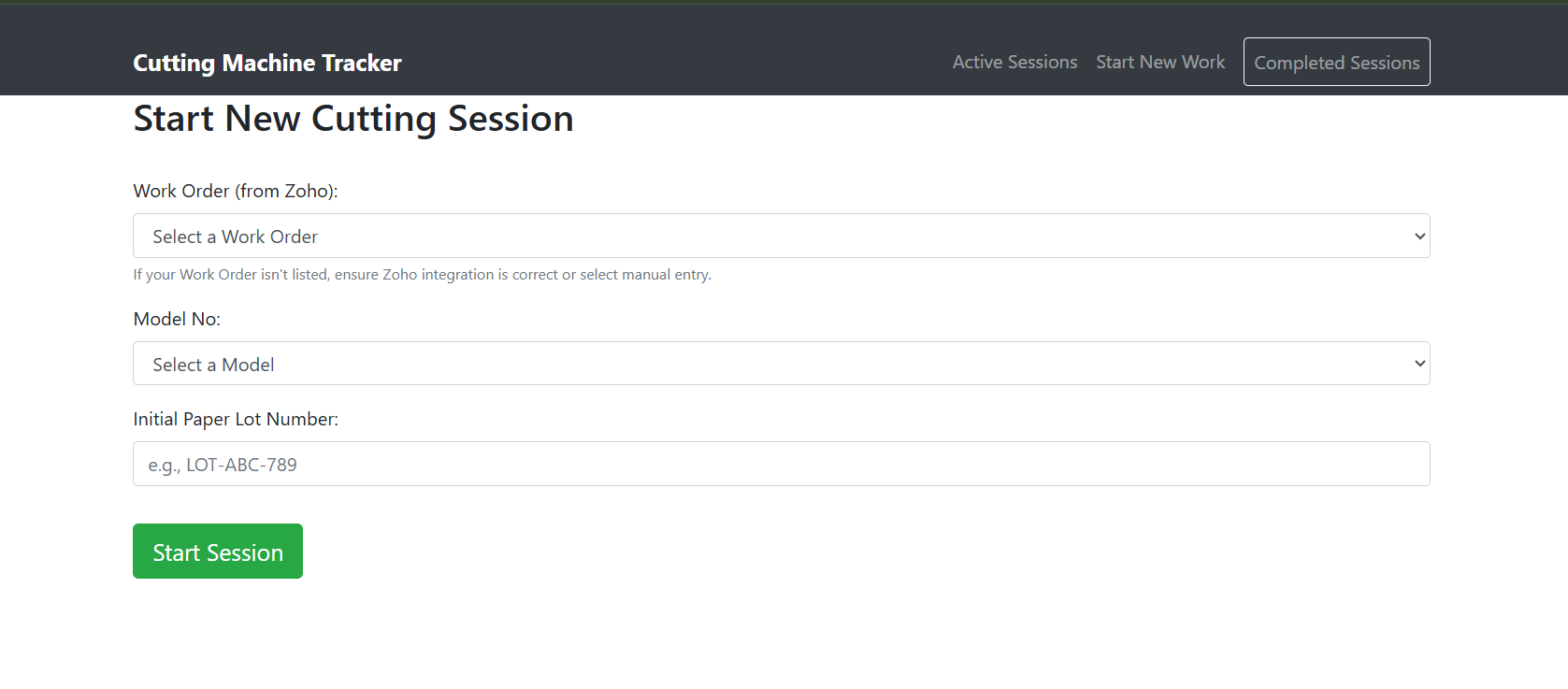 Cutting Machine Tracker